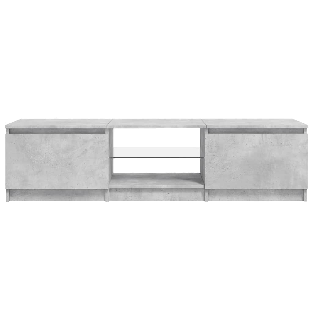 Comodă TV cu lumini LED, gri beton, 140x40x36 cm