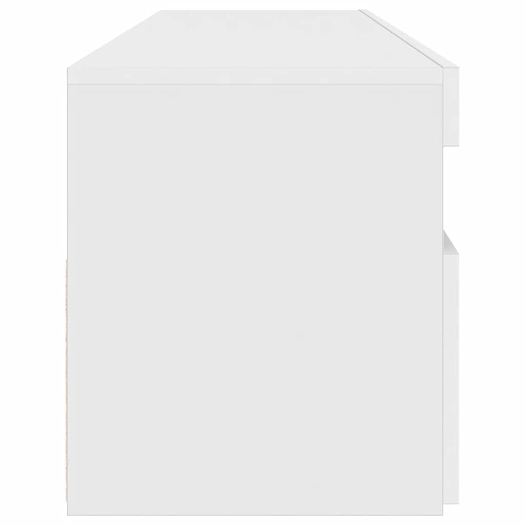 Comodă TV cu lumini LED, alb extralucios, 90x35x40 cm
