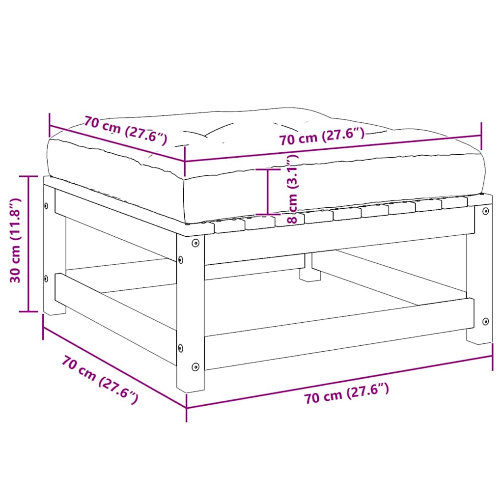 Set mobilier gradina cu perne, 3 piese, lemn masiv de pin