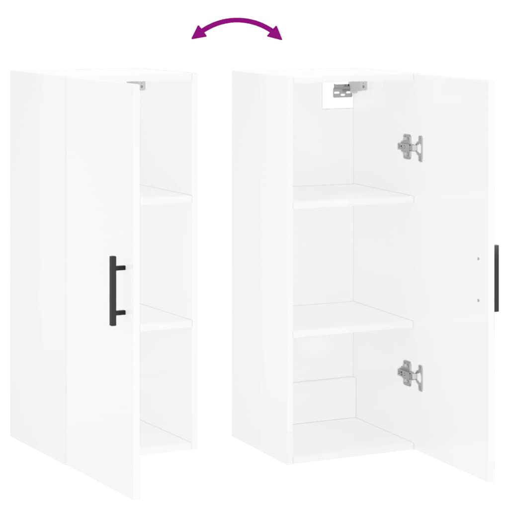 Dulap montat pe perete, alb extralucios, 34,5x34x90 cm