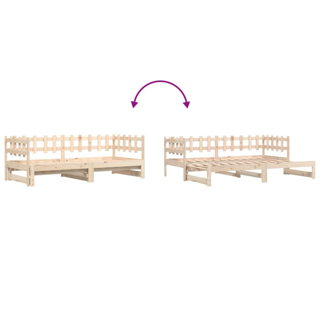 Pat de zi extensibil, 2x(90x200) cm, lemn masiv de pin