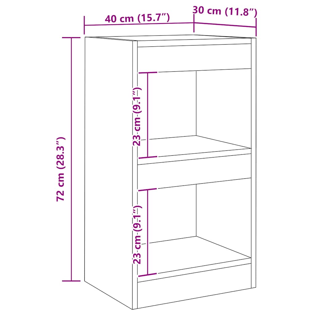 Bibliotecă/Separator de cameră stejar artizanal 40x30x72 cm
