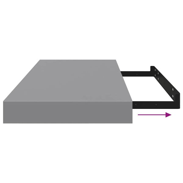 Rafturi de perete suspendate, 2 buc., gri, 60x23,5x3,8 cm, MDF