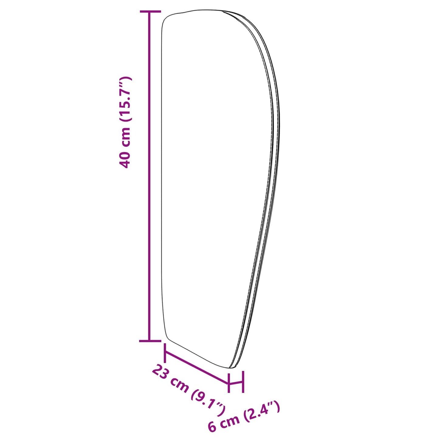 Ureche pentru Tăblie Gri Scurt 40 x 23 x 6 cm Catifea