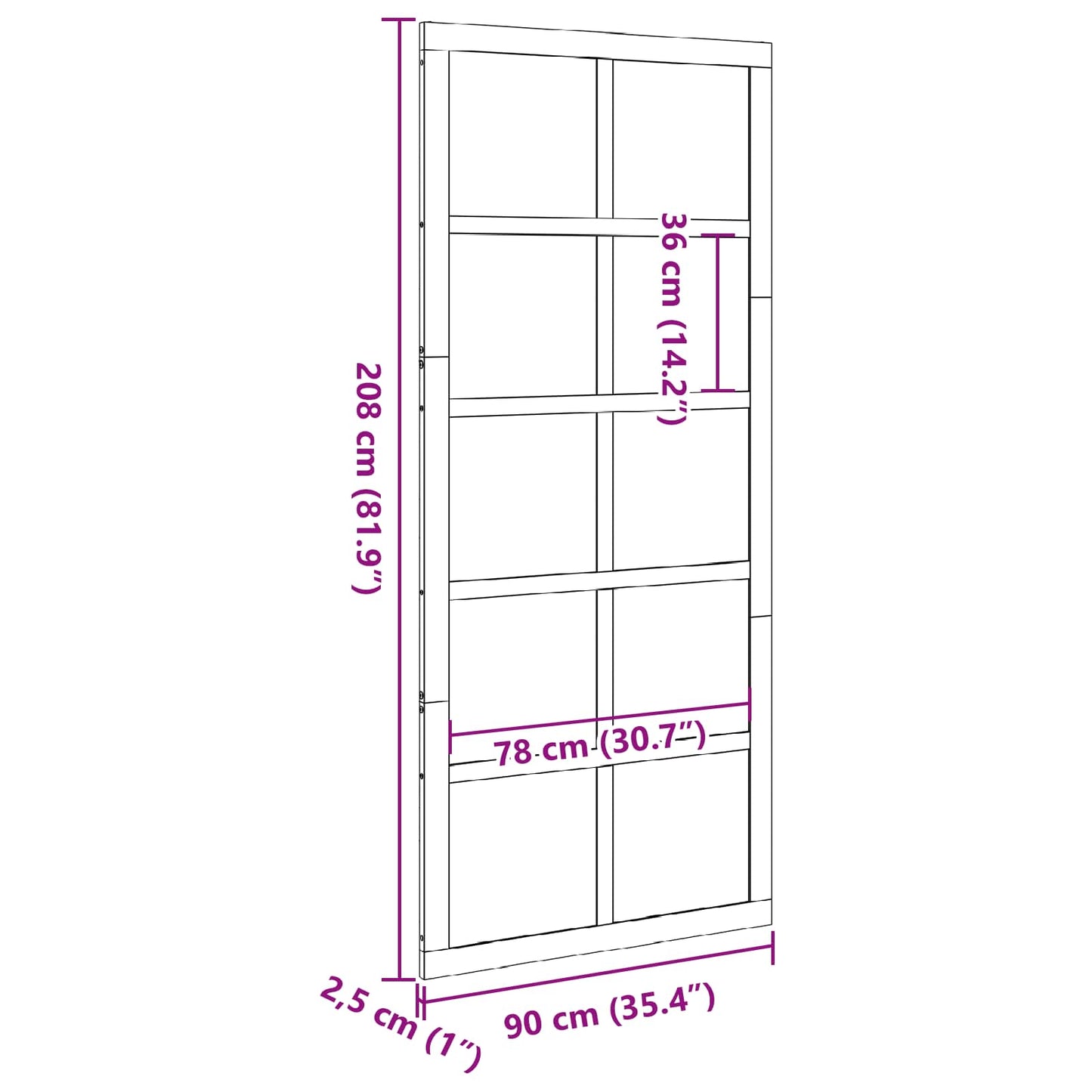 Ușă hambar Alb 90 x 2,5 x 208 cm Lemn masiv de pin