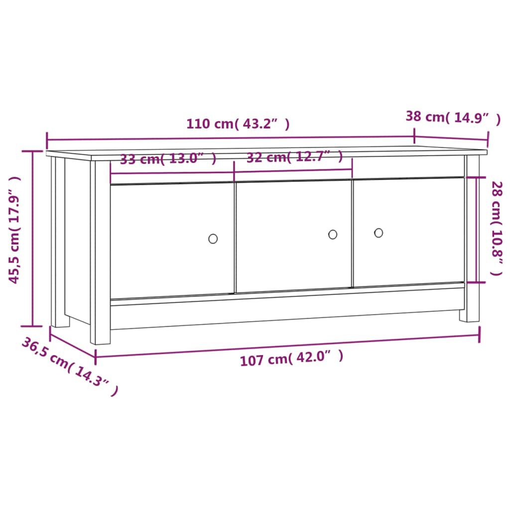 Dulap pentru pantofi, alb, 110x38x45,5 cm, lemn masiv pin