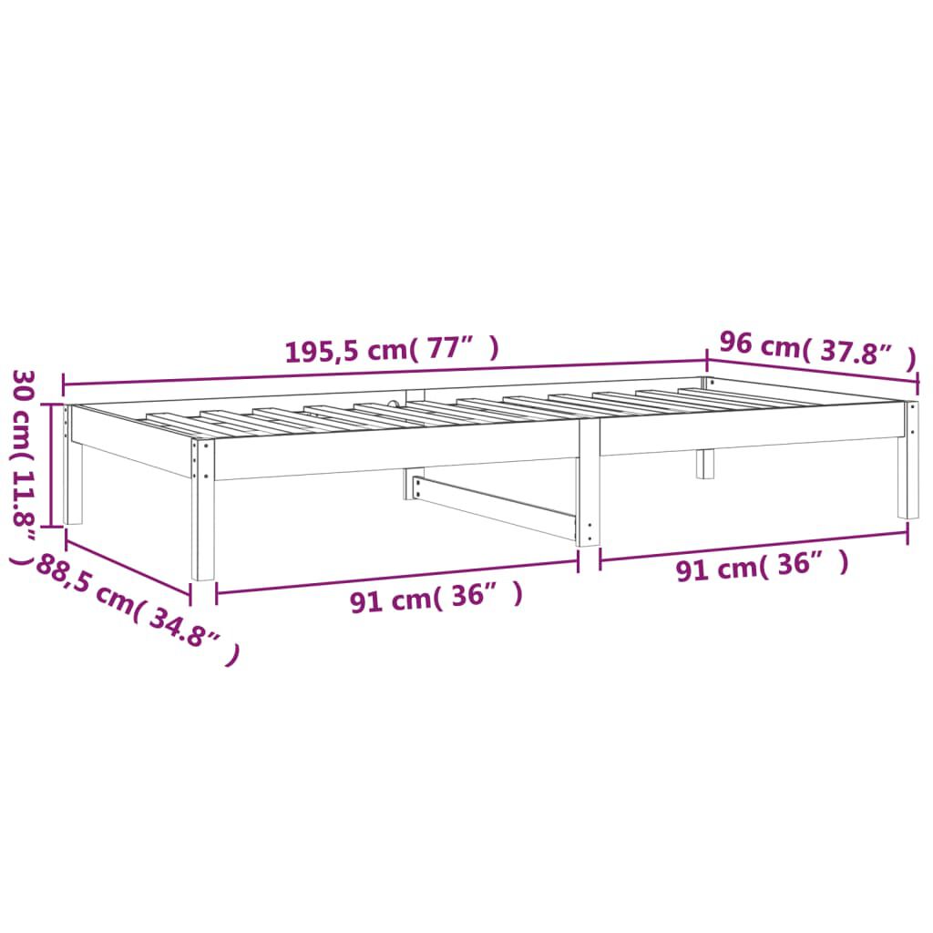 Pat de zi Single, 90x190 cm, lemn masiv de pin