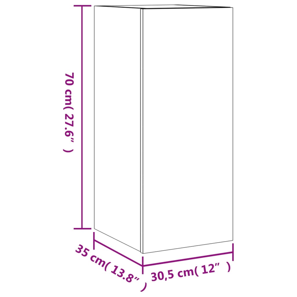 Comode TV de perete cu lumini LED, 2 buc., alb, 30,5x35x70 cm