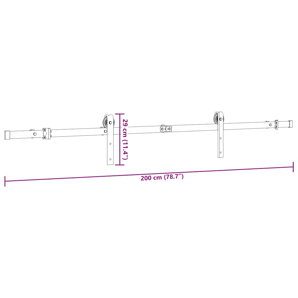 Set feronerie pentru uși glisante, negru, 200 cm, oțel