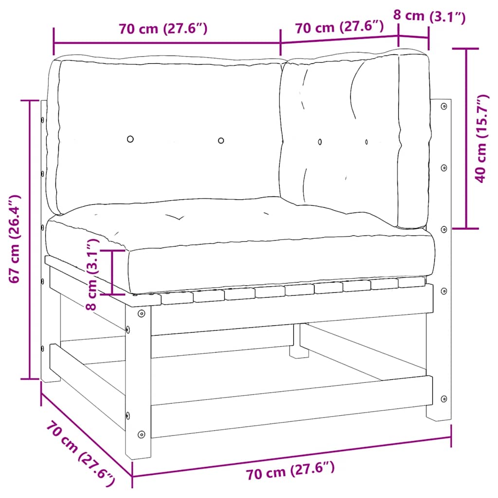 Set mobilier gradina cu perne, 3 piese, lemn masiv de pin