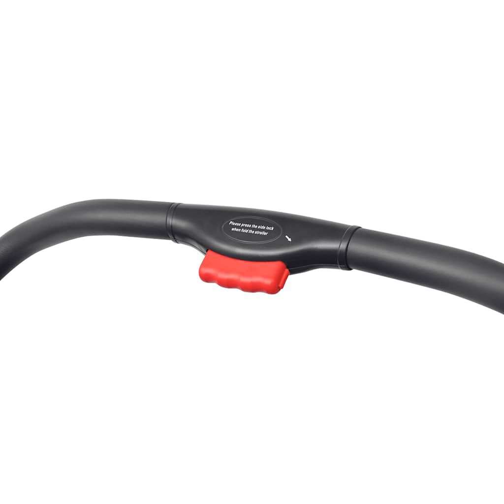 Cărucior dublu din oțel, gri și negru