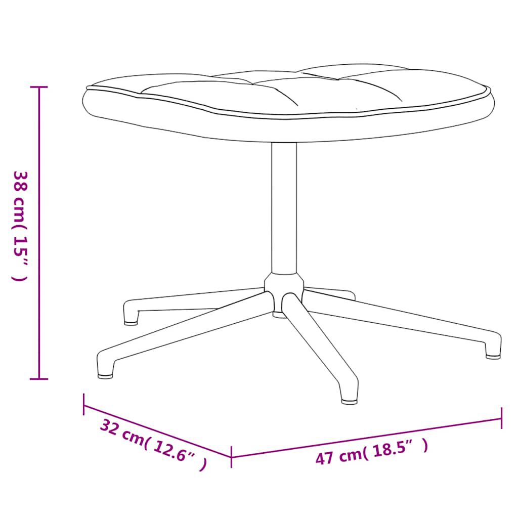 Scaun de relaxare cu taburet, alb crem, catifea și PVC