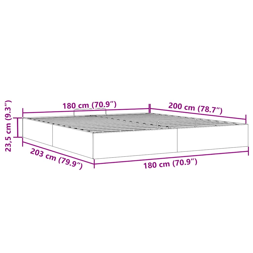 Cadru de pat otoman fără saltea alb 180x200cm piele artificială