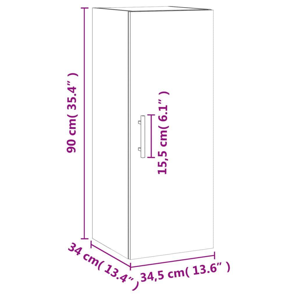 Dulap montat pe perete, alb extralucios, 34,5x34x90 cm