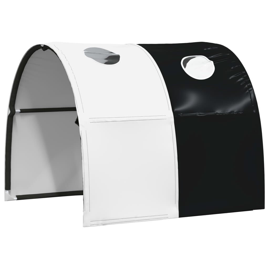 Perdele pentru pat etajat cu tunel, alb și negru, poliester