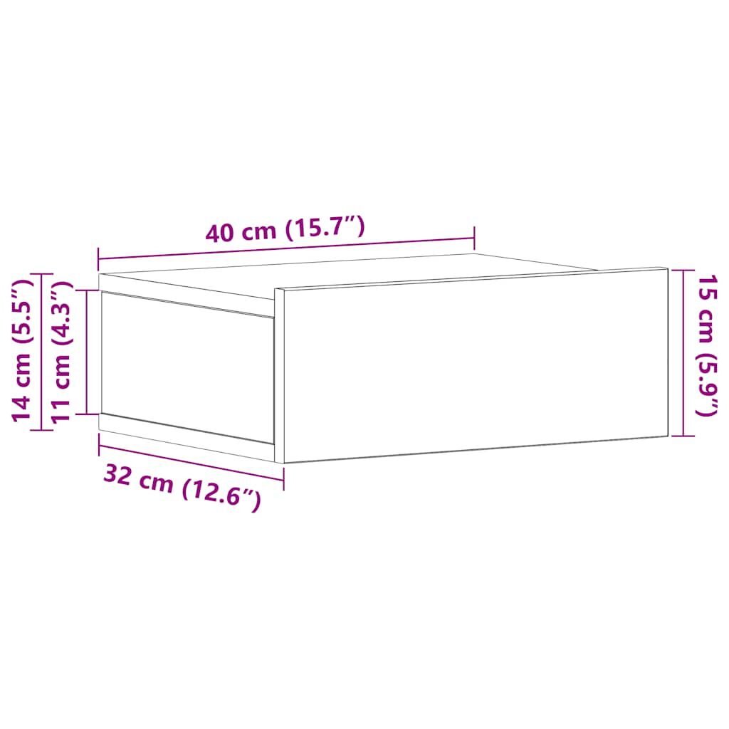Noptiere plutitoare 2 buc Lemn vechi 40x32x15 cm Lemn prelucrat