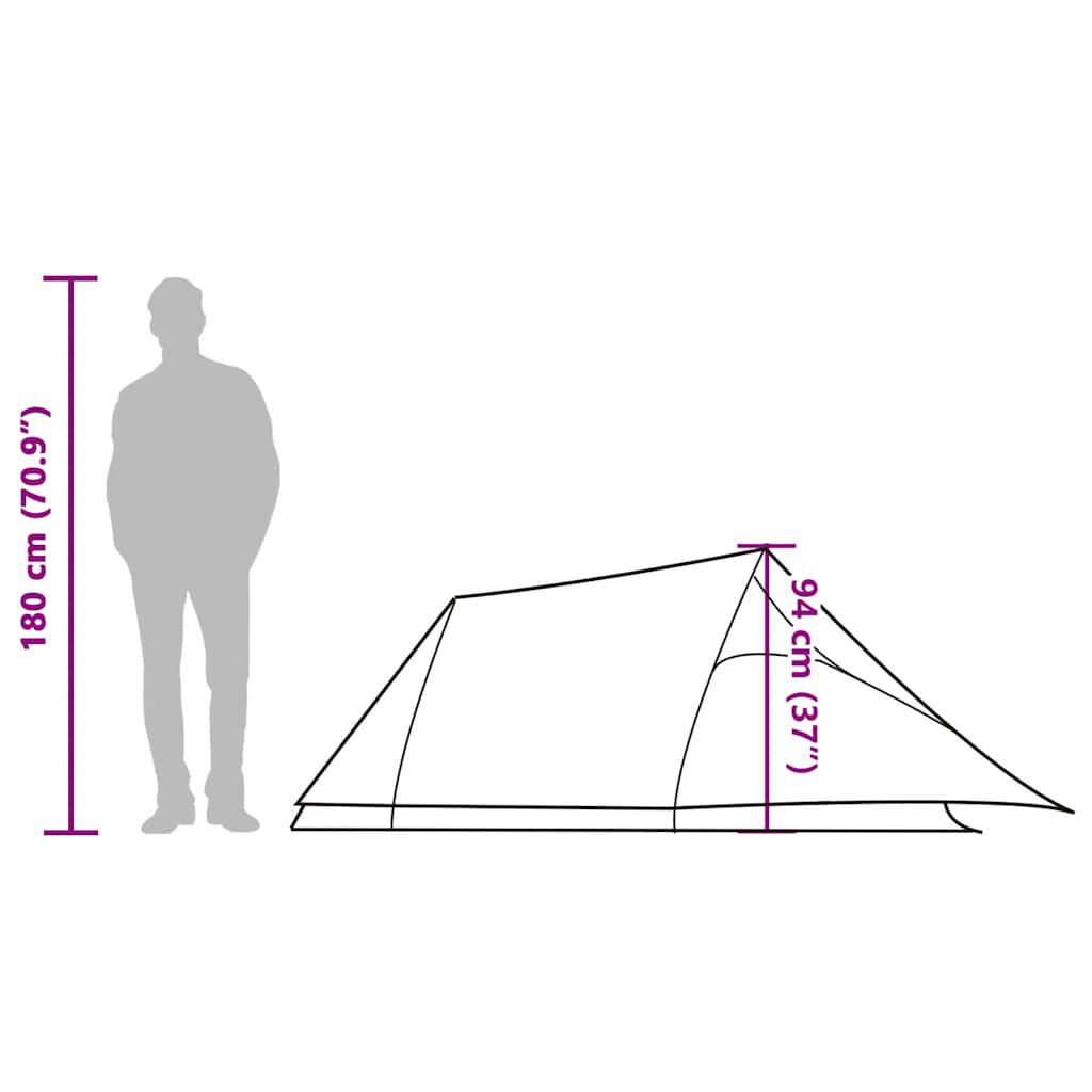 Cort camping tunel 2 persoane, alb, țesătură opacă, impermeabil
