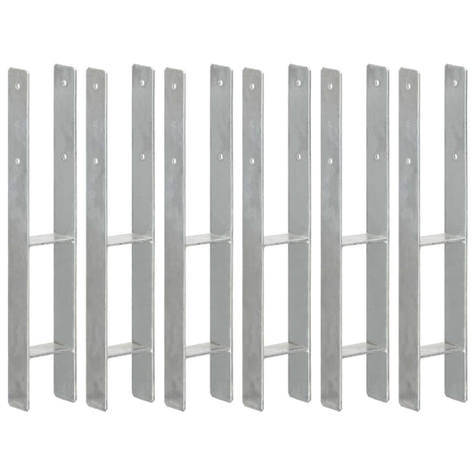 Ancore de gard, 6 buc., argintiu, 9x6x60 cm, oțel galvanizat