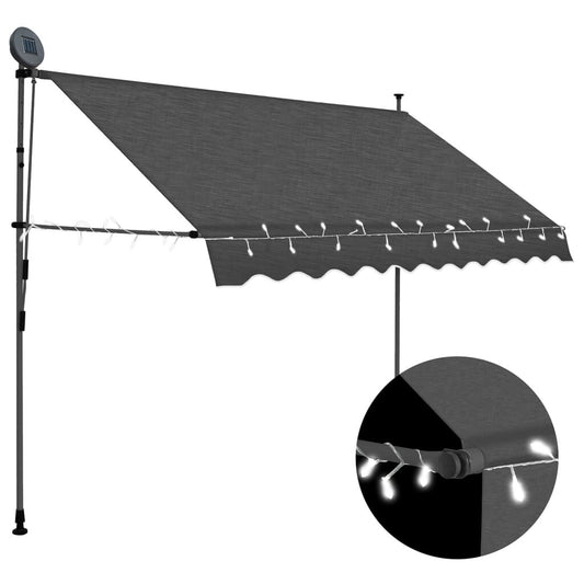Copertină retractabilă manual cu LED, antracit, 250 cm