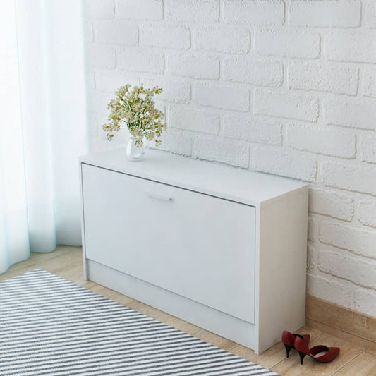 Banchetă de stocare pentru pantofi, 80x24x45 cm, alb