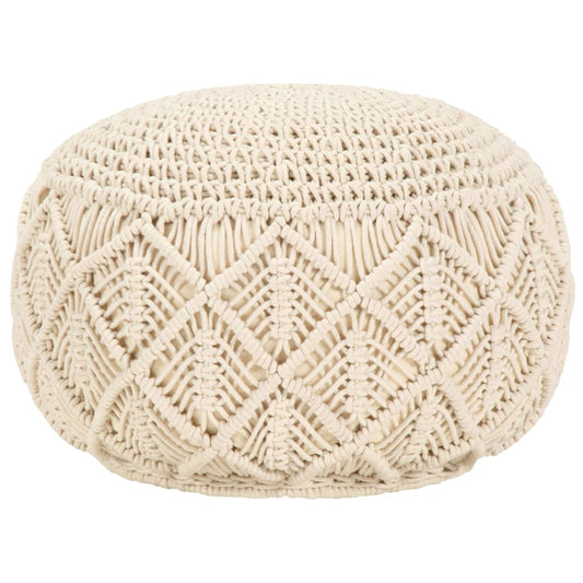 Taburet puf macrame lucrat manual, 45 x 30 cm, bumbac