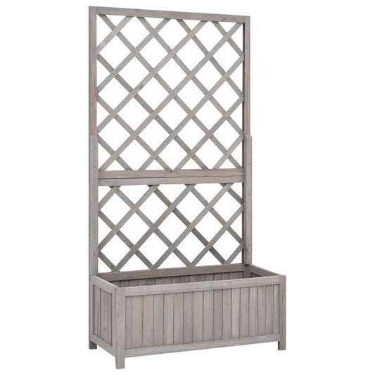 Jardinieră colț cu spalier, gri, 70x30x135 cm, lemn masiv brad