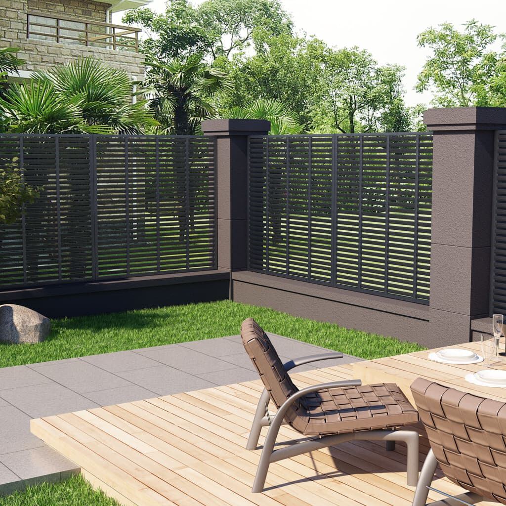 Gard tip oblon, gri, 180x180 cm, WPC