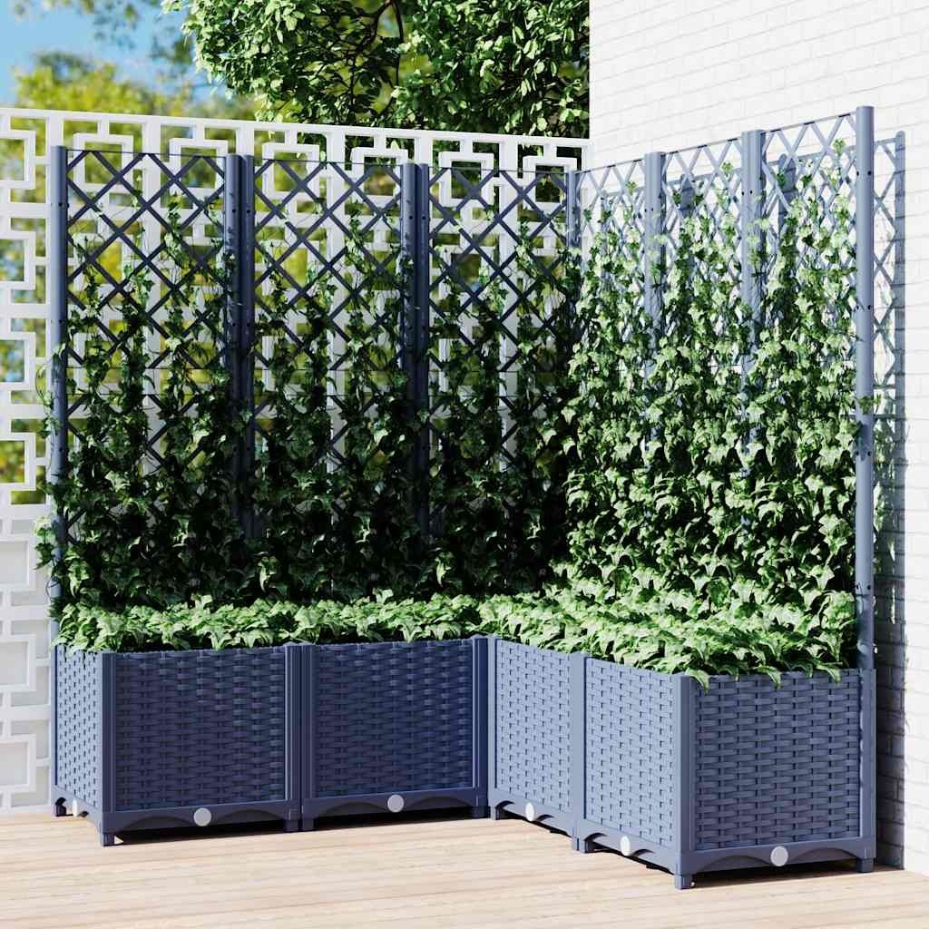 Jardinieră de grădină cu spalier,albastru gri, 120x120x136 cm, PP