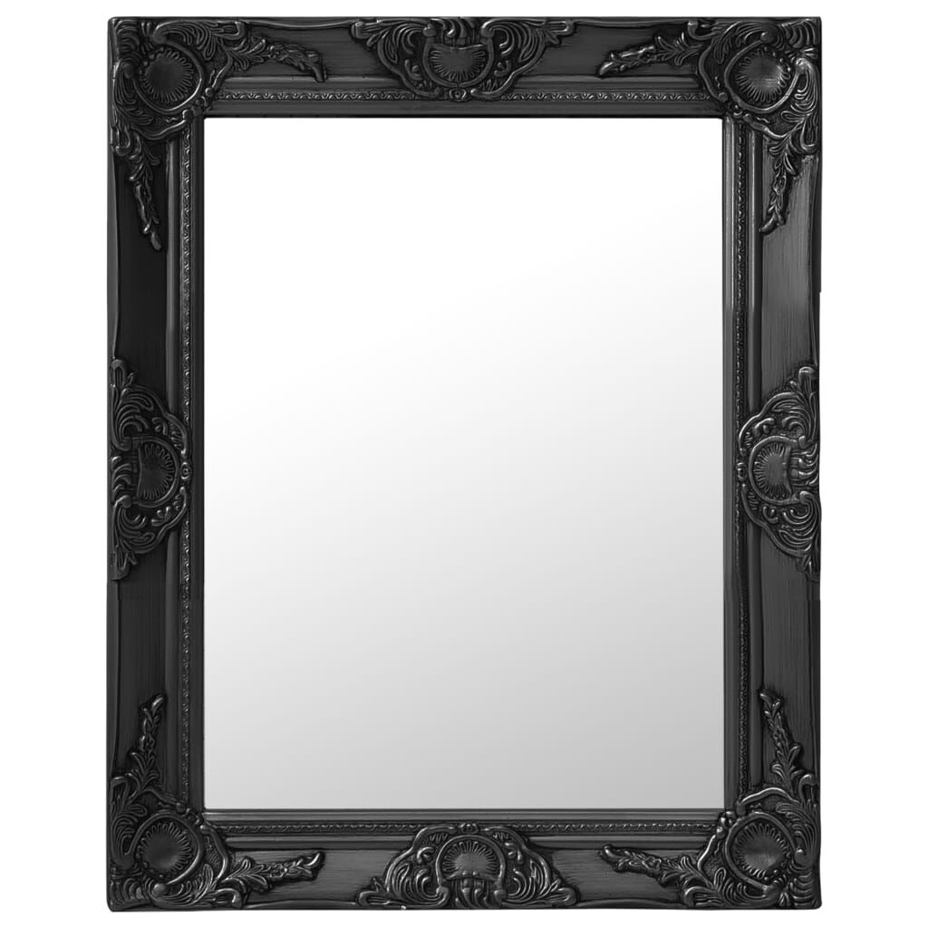 Oglindă de perete în stil baroc, negru, 50 x 60 cm