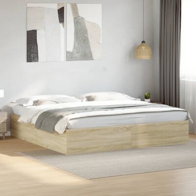 Cadru de pat, stejar sonoma, 200x200 cm, lemn prelucrat