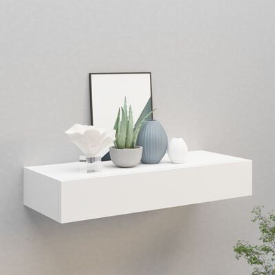 Raft de perete cu sertar, alb, 60x23,5x10 cm, MDF