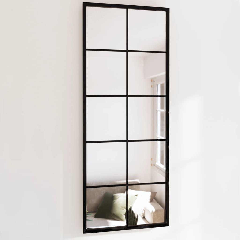 Oglindă de perete, negru, 100x40 cm, metal