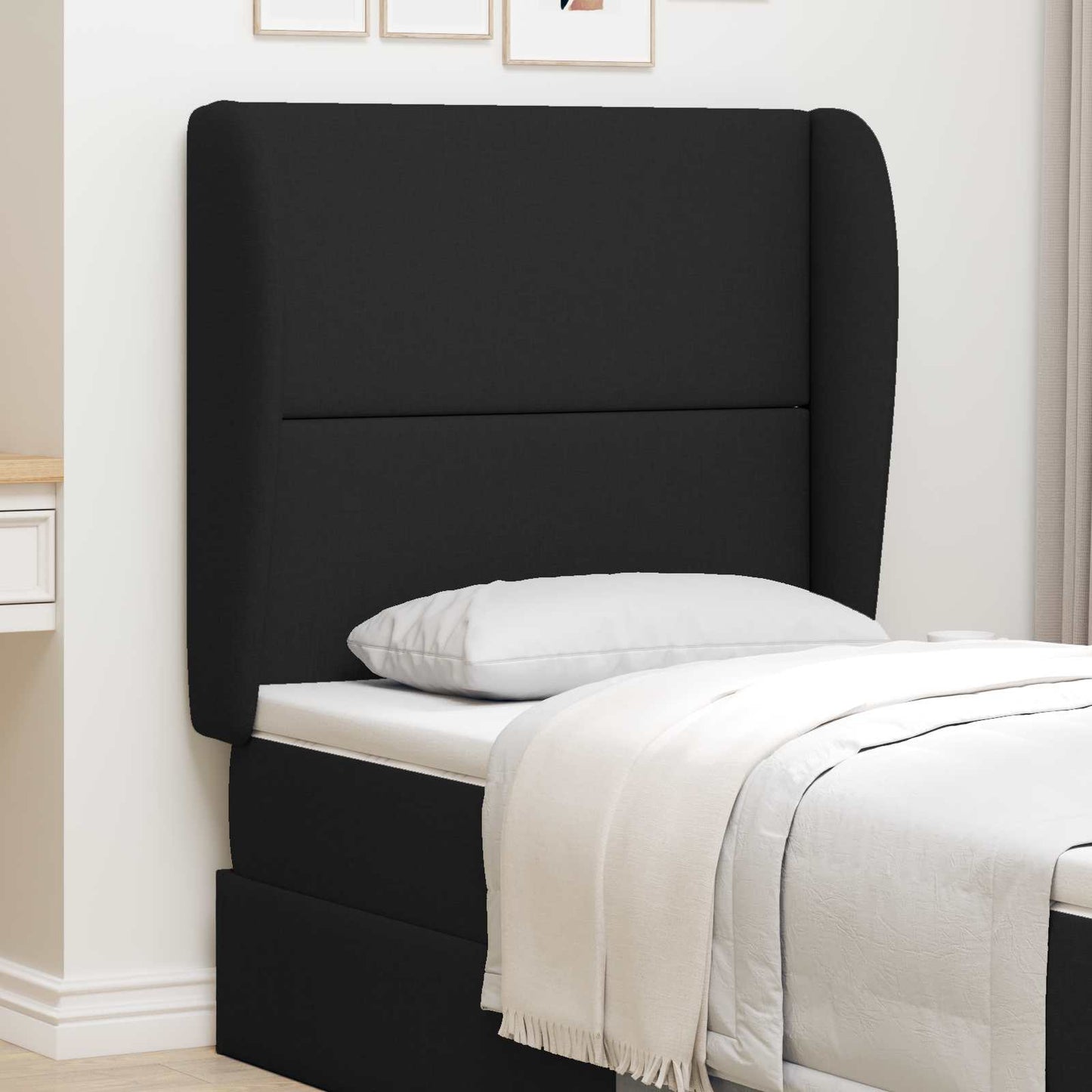 Ureche pentru Tăblie Negru 80 x 23 x 6 cm țesătură