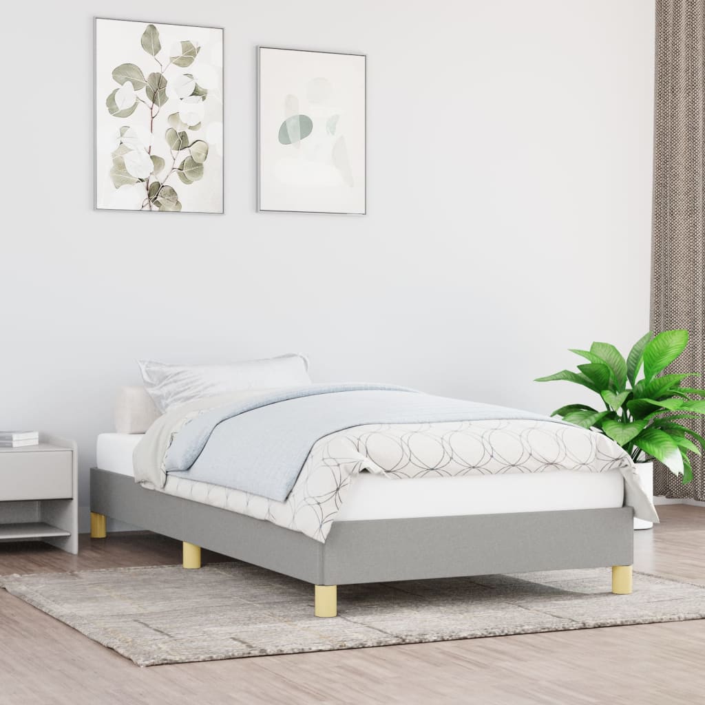 Cadru de pat fără saltea, gri deschis, 90x190 cm, textil