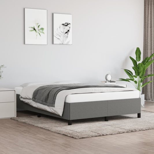 Cadru de pat fără saltea, gri închis, 140x200 cm, textil