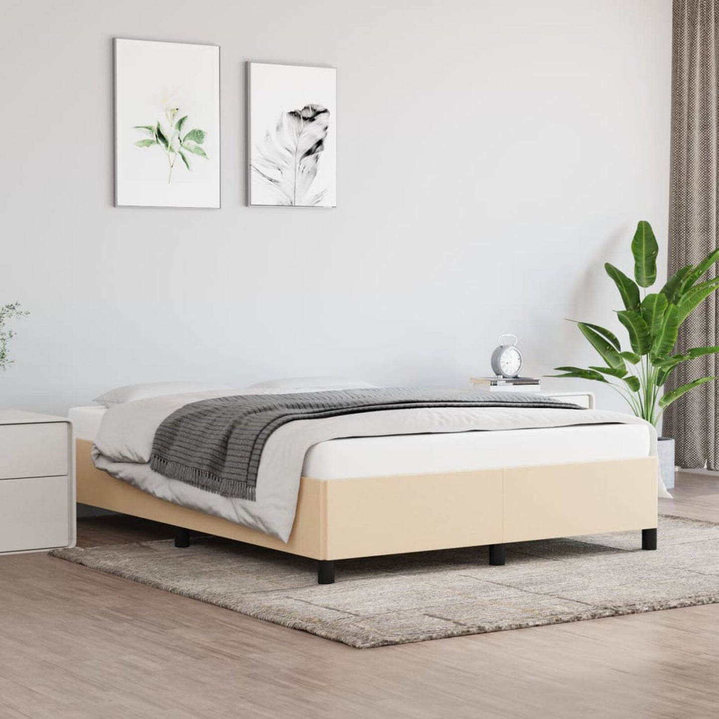 Cadru de pat fără saltea, crem, 140x200 cm, textil
