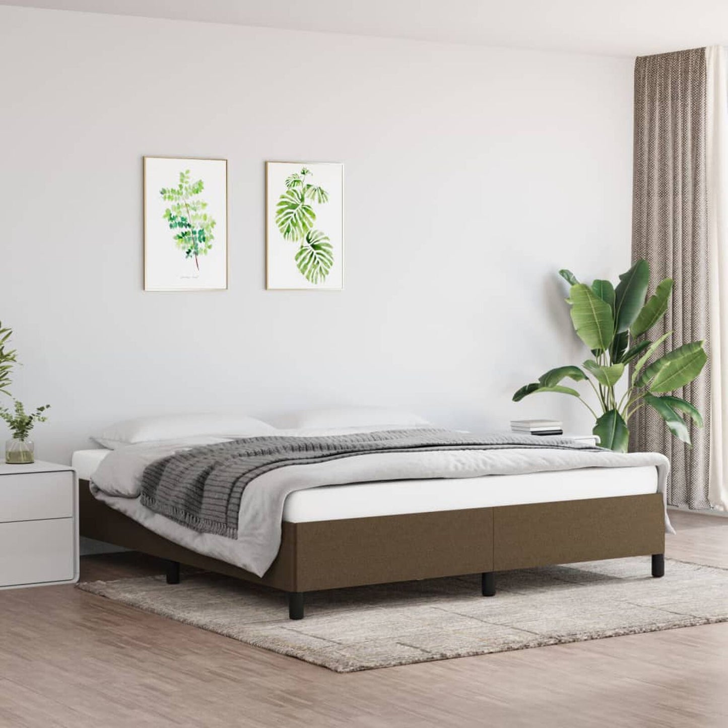 Cadru de pat fără saltea, maro închis, 180x200 cm, textil