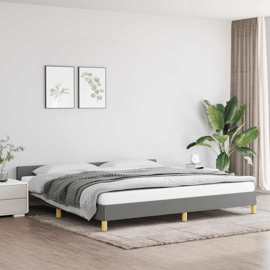 Cadru de pat fără saltea, gri închis, 200x200 cm, textil