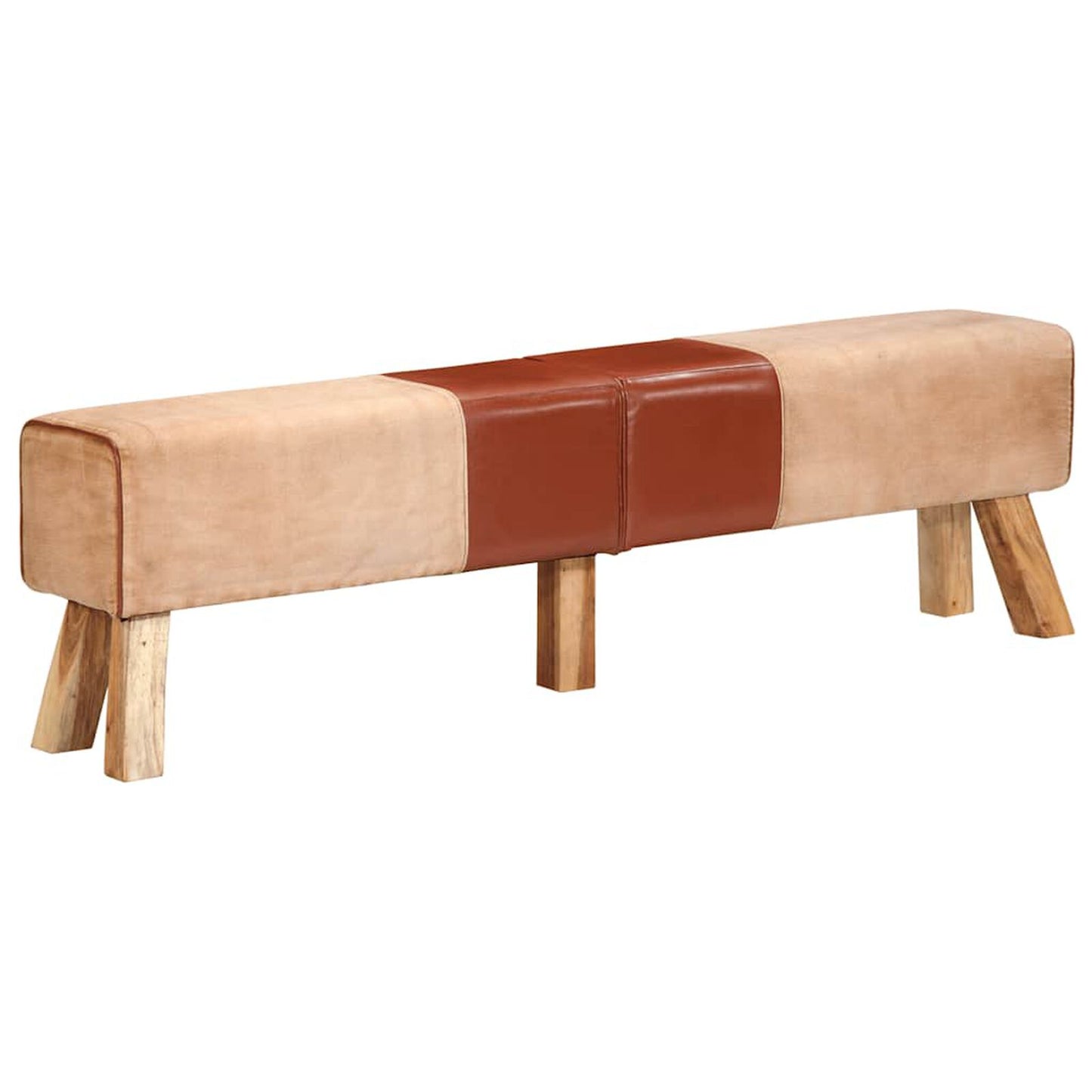 Bancă de gimnastică, maro, 160 cm, piele naturală și pânză