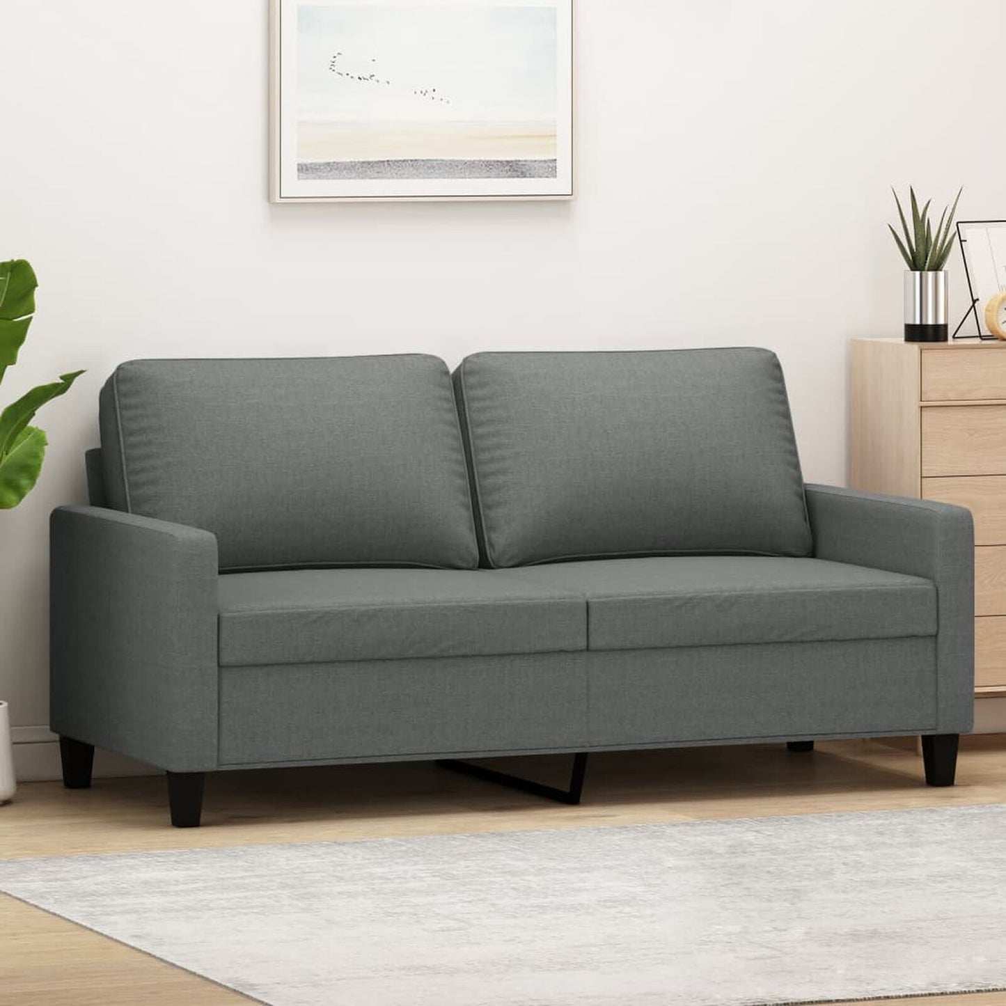 Canapea cu 2 locuri, gri închis, 140 cm, material textil