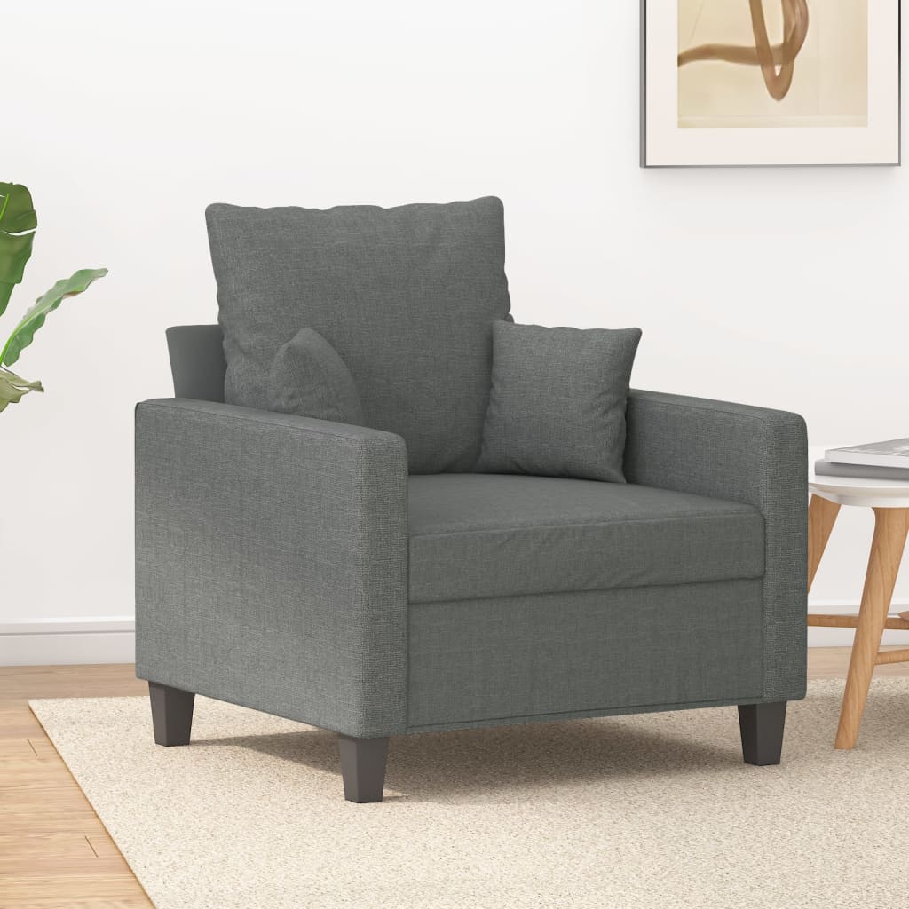 Fotoliu canapea, gri inchis, 60 cm, material textil