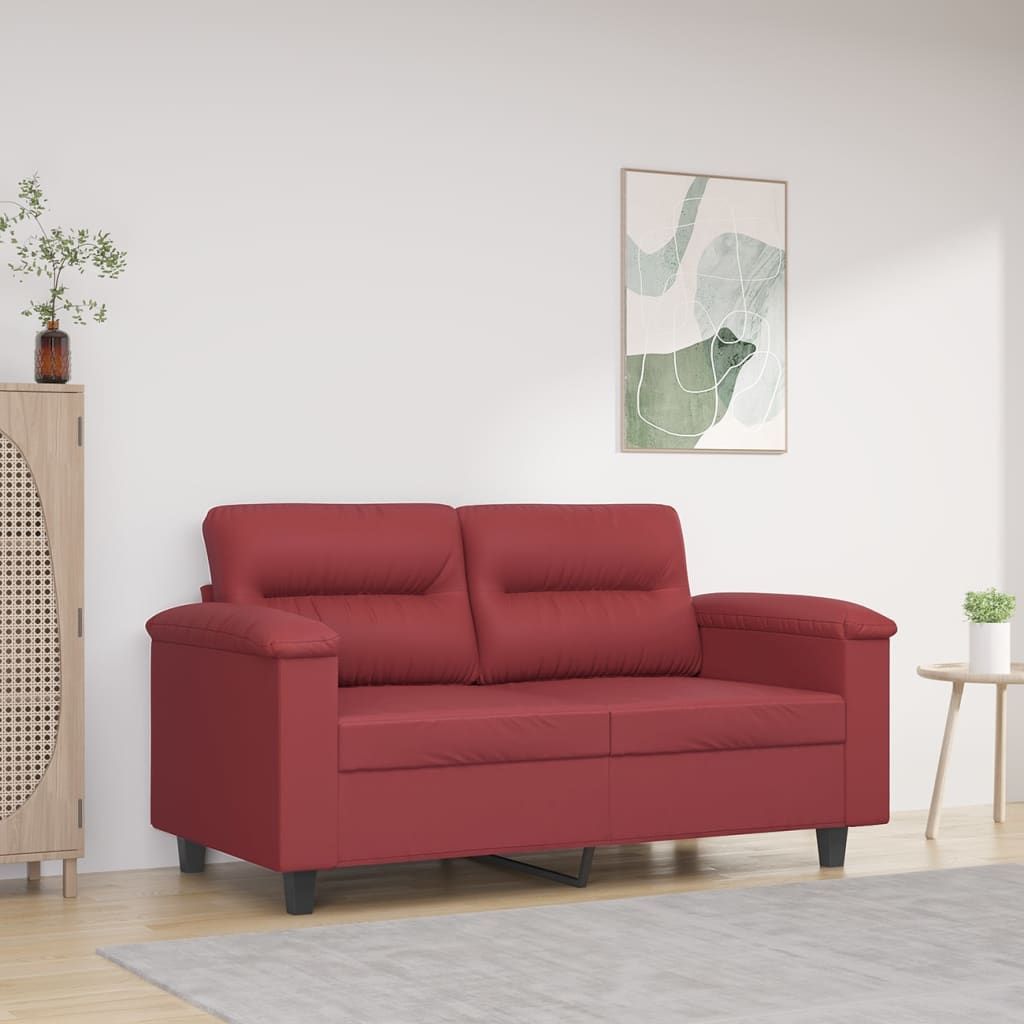 Canapea cu 2 locuri, roșu vin, 120 cm, piele ecologica