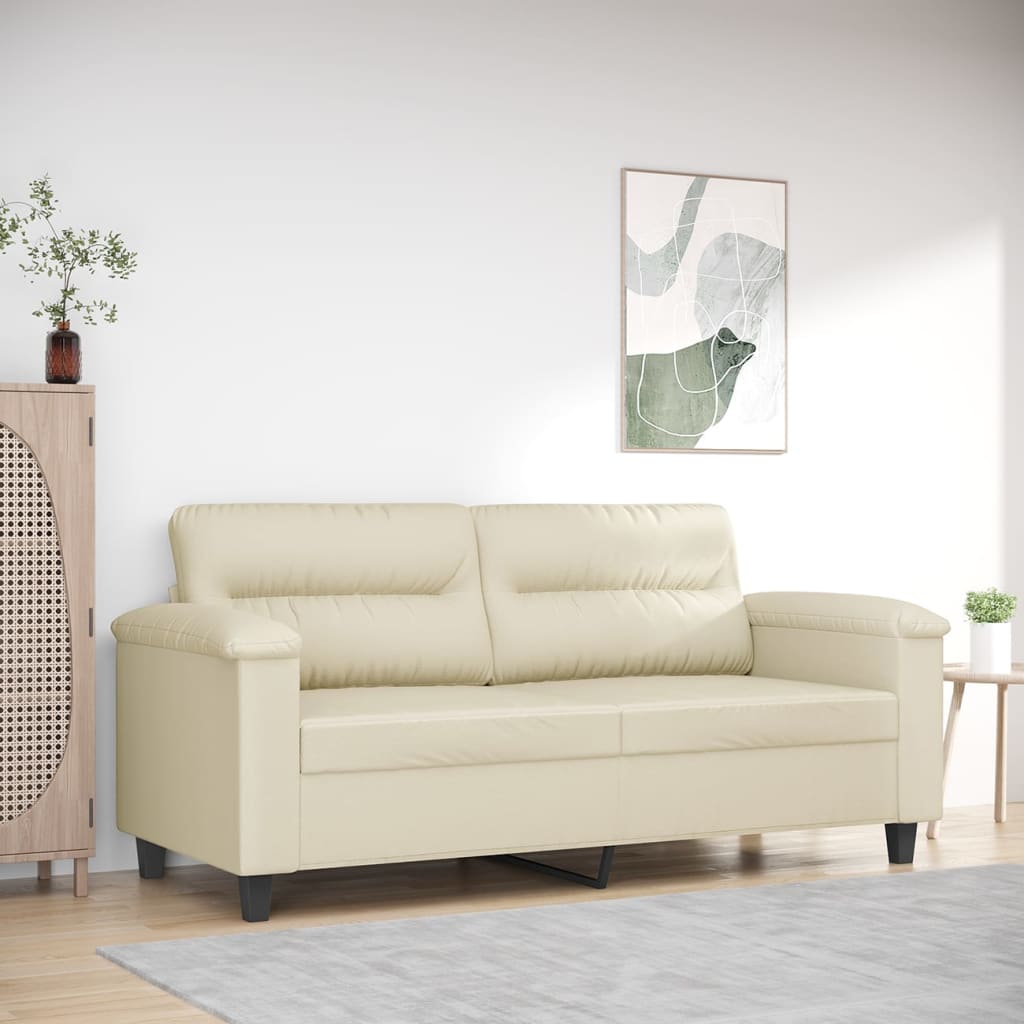 Canapea cu 2 locuri, crem, 140 cm, piele ecologică