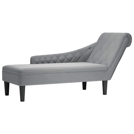 Șezlong cu pernă și cotieră dreaptă, gri deschis, textil
