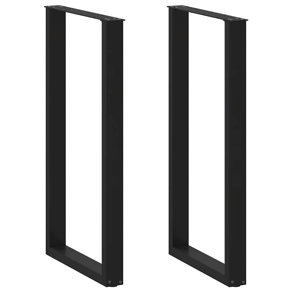 Picioare de masă de bar în formă de U, 2 buc., negru, 60 x (110-111) cm, oțel