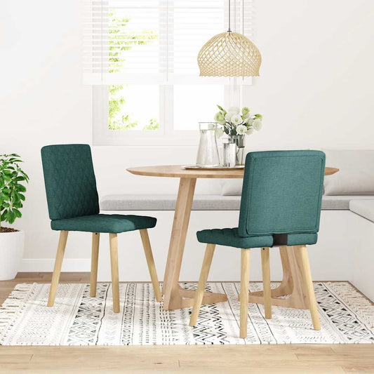 Scaune de bucătărie, 2 buc., verde închis, material textil