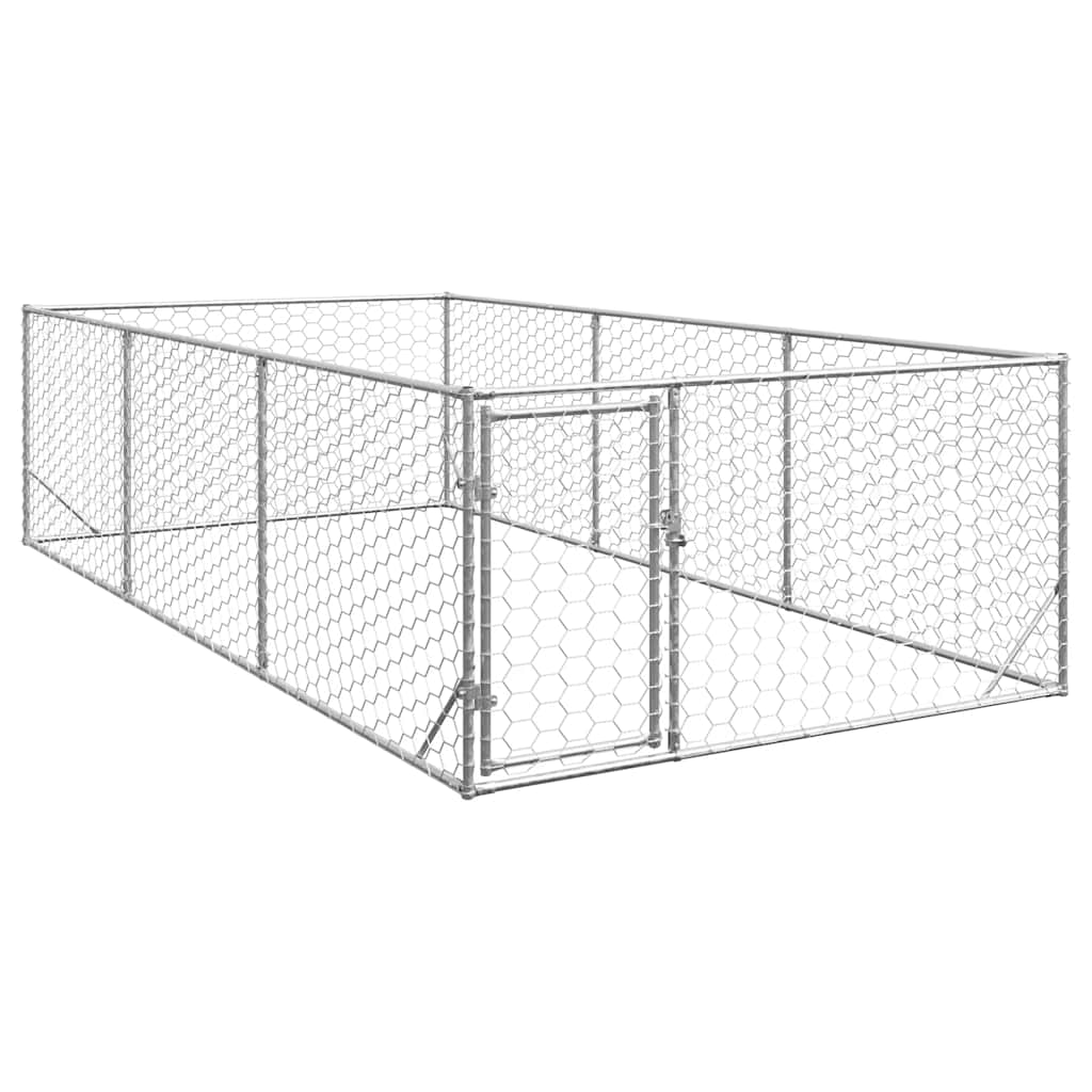 Cușcă pentru câini de exterior cu ușă 2x4x1 m, oțel galvanizat