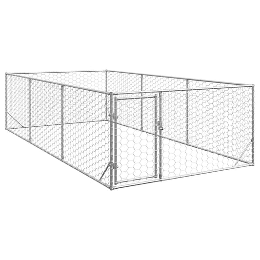 Cușcă pentru câini de exterior cu ușă 2x4x1 m, oțel galvanizat