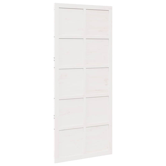 Ușă hambar Alb 90 x 2,5 x 208 cm Lemn masiv de pin