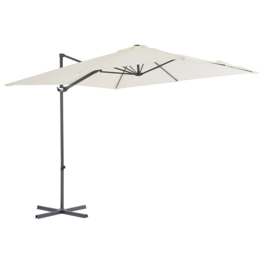 Umbrelă în consolă cu stâlp din oțel, nisipiu, 250x250 cm